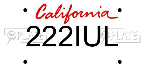 222IUL California License Plate