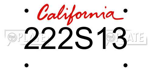 222S13 California License Plate