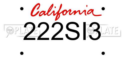 222SI3 California License Plate
