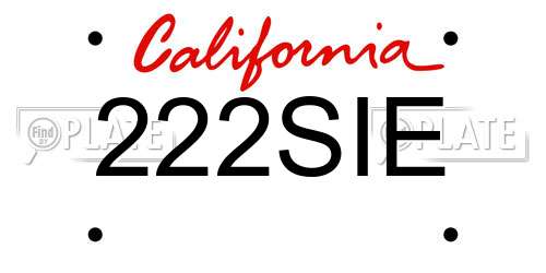 222SIE California License Plate