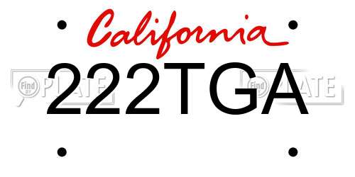 222TGA California License Plate