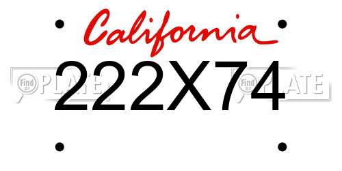 222X74 California License Plate