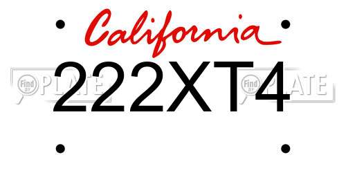 222XT4 California License Plate