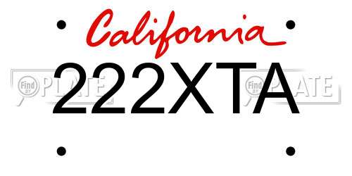 222XTA California License Plate