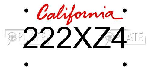 222XZ4 California License Plate