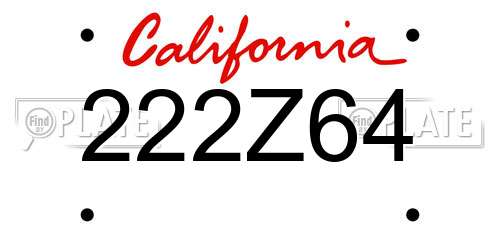 222Z64 California License Plate