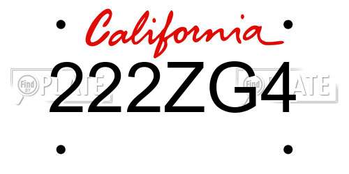 222ZG4 California License Plate