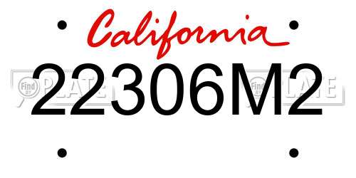 22306M2 California License Plate
