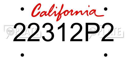 22312P2 California License Plate