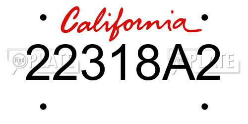22318A2 California License Plate
