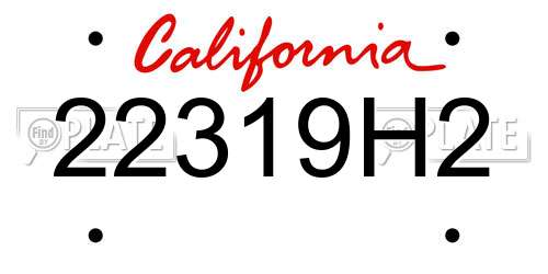 22319H2 California License Plate