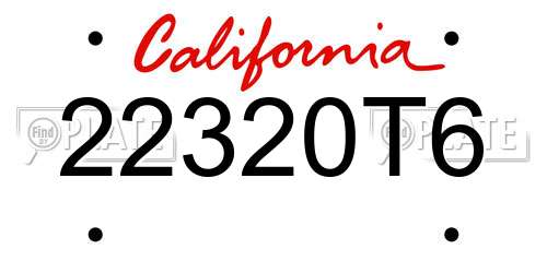 22320T6 California License Plate