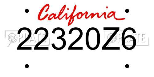22320Z6 California License Plate