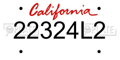 22324L2 California License Plate