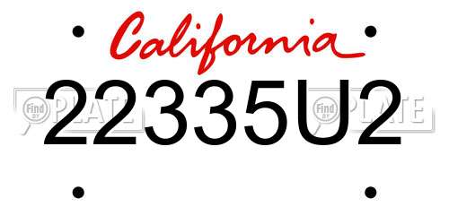 22335U2 California License Plate