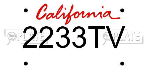 2233TV California License Plate