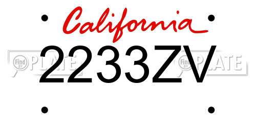 2233ZV California License Plate