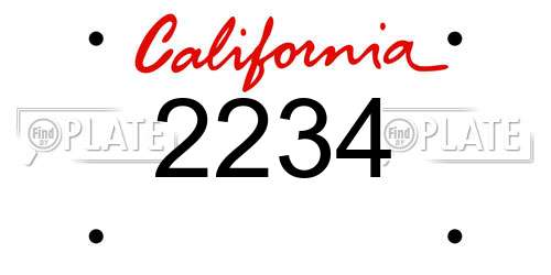 2234 California License Plate