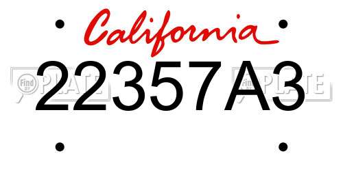 22357A3 California License Plate