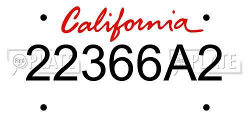 22366A2 California License Plate