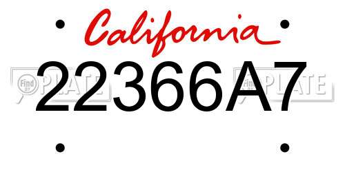 22366A7 California License Plate