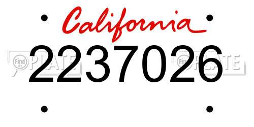 2237026 California License Plate