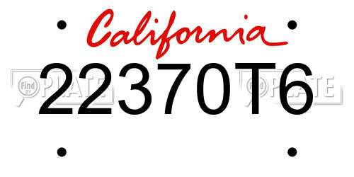 22370T6 California License Plate