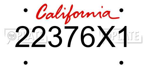 22376X1 California License Plate