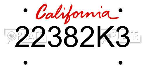 22382K3 California License Plate