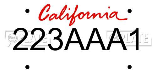 223AAA1 California License Plate