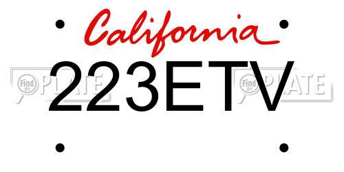 223ETV California License Plate