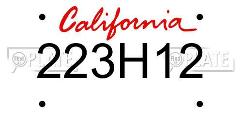 223H12 California License Plate