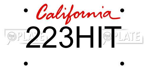 223HIT California License Plate