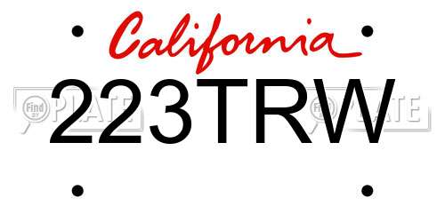 223TRW California License Plate