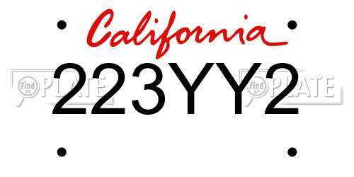 223YY2 California License Plate