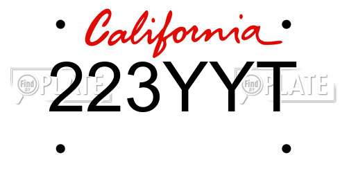 223YYT California License Plate