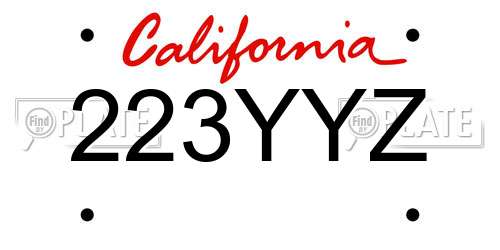 223YYZ California License Plate