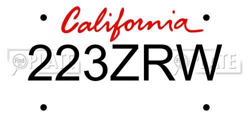 223ZRW California License Plate