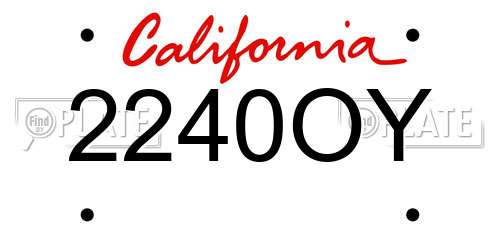 2240OY California License Plate