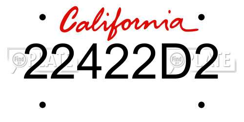 22422D2 California License Plate
