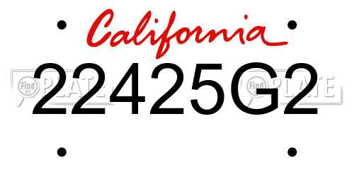 22425G2 California License Plate