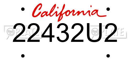 22432U2 California License Plate