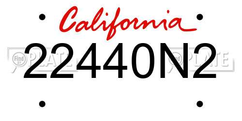 22440N2 California License Plate