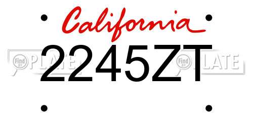 2245ZT California License Plate