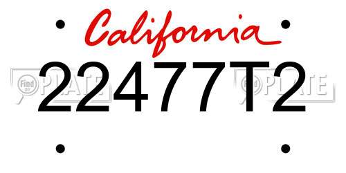 22477T2 California License Plate
