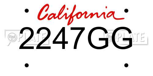 2247GG California License Plate