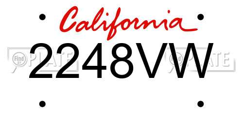 2248VW California License Plate