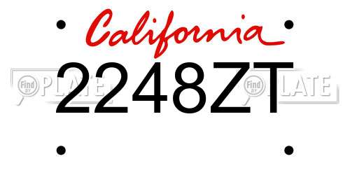 2248ZT California License Plate