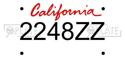 2248ZZ California License Plate