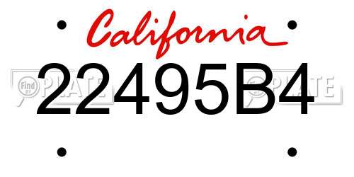 22495B4 California License Plate